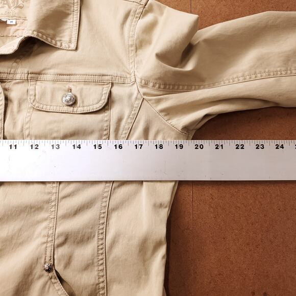 LAL Live A Little Button Front Jacket Women's M Beige Pockets Casual Lightweight - Picture 5 of 10